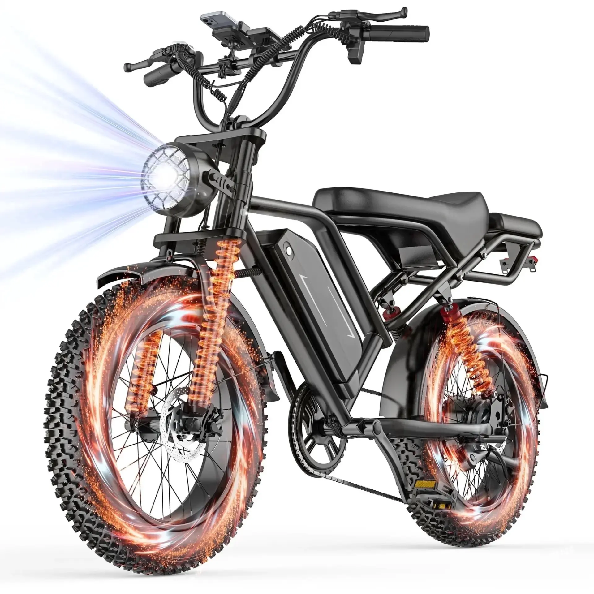 Calder fat-tire electric bike, front three-quarter view